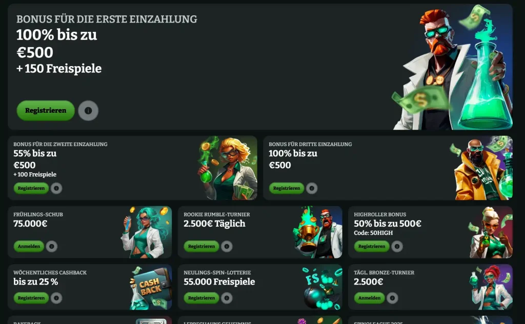 Boomzino Casino Bonusangebote mit 100% Einzahlungsbonus und Freispiele Aktionen