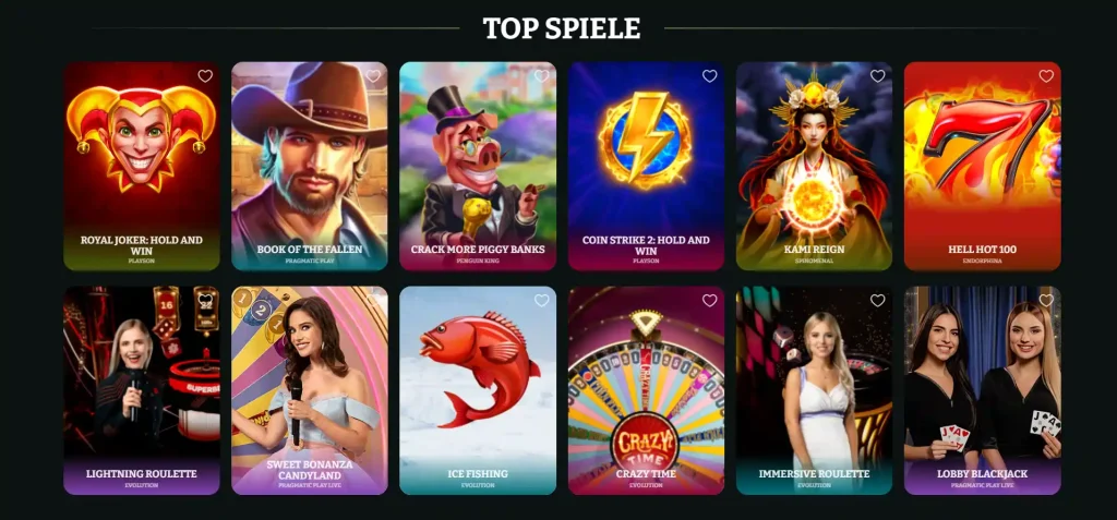 Boomzino Casino Top Spiele mit Slots und Live Casino Titeln von Evolution und Pragmatic