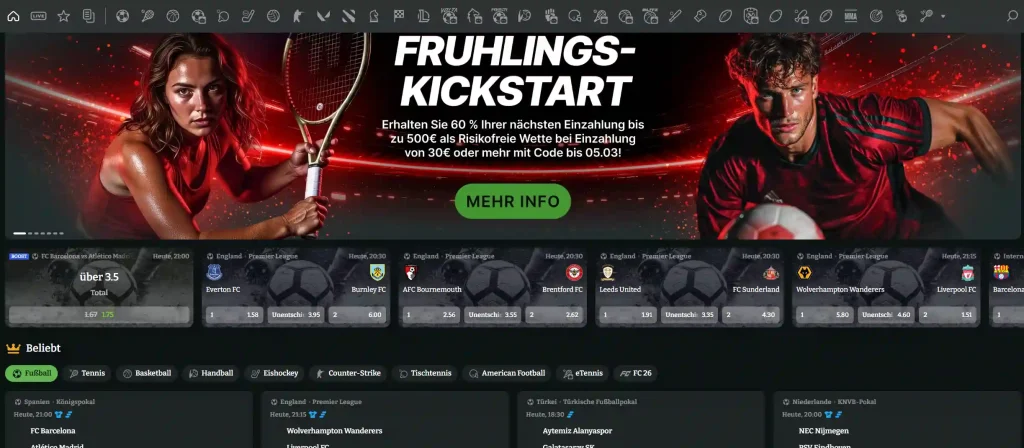 Boomzino Casino Sportwetten Frühlingsaktion mit 60 Prozent Bonus bis 500 Euro